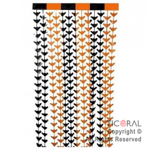 CORTINA MURCIELAGO HALLOWEEN COMBINADO NEGRO NARANJA 2MT X 1MT x 1